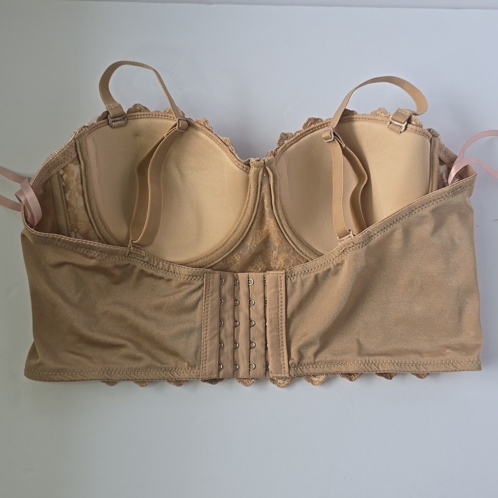 Windsor Daring Embellished Bra Beaded Corset Bustier Beige Crop Top Bling Sz M - Picture 4 of 11